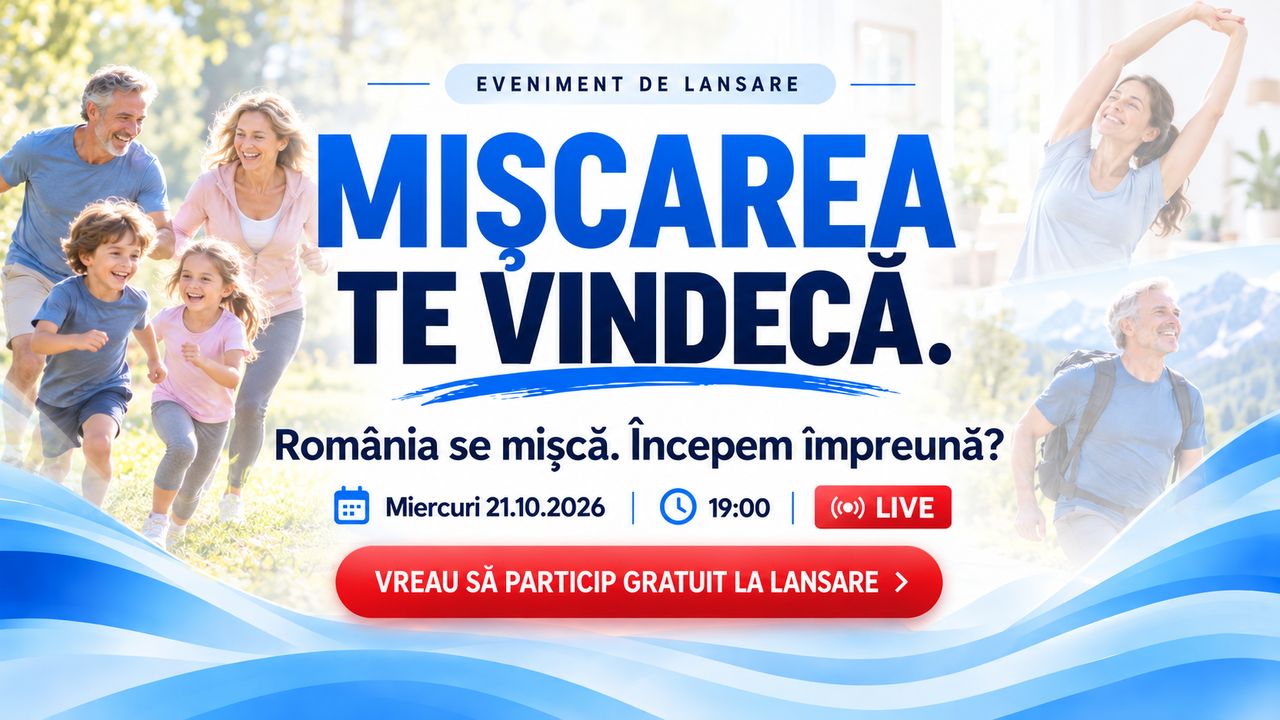 Mișcarea te vindecă - Eveniment de lansare, miercuri 21.10.2026, ora 19:00 LIVE