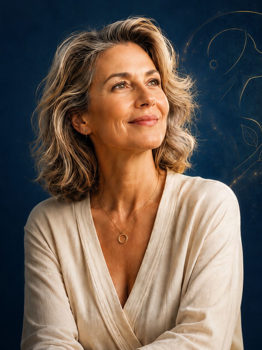 Portret editorial femeie 45+ în lumină naturală caldă